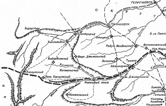 Карта Кавказского края, составленная в штабе отдельного Кавказского корпуса в 1842 году